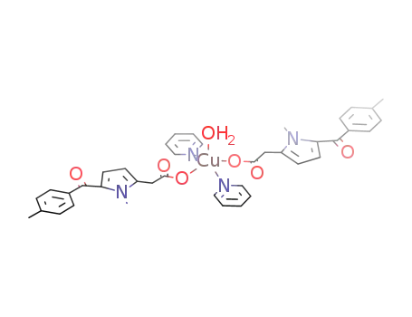 {Cu(H<sub>3</sub>CC<sub>6</sub>H<sub>4</sub>C(O)C<sub>4</sub>H<sub>2</sub>N(CH<sub>3</sub>)(CH<sub>2</sub>COO))2(C<sub>5</sub>H<sub>5</sub>N)2(H<sub>2</sub>O)}