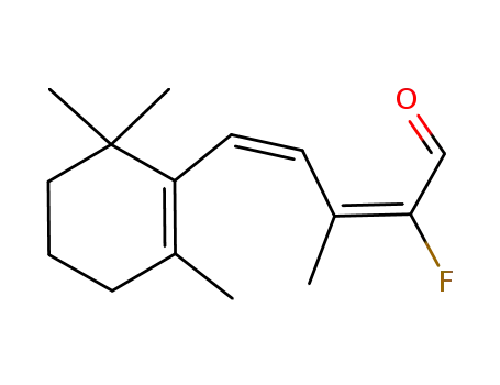 Molecular Structure of 87782-36-3 (2,4-Pentadienal,
2-fluoro-3-methyl-5-(2,6,6-trimethyl-1-cyclohexen-1-yl)-, (E,Z)-)