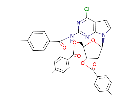 4-chloro-7-<2-deoxy-3,5-bis-O-(p-toluoyl)-β-D-erythro-pentofuranosyl>-2-(p-toluoylamino)-7H-pyrrolo<2,3-d>pyrimidine