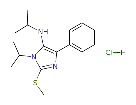 Molecular Structure of 138877-81-3 (1H-Imidazol-5-amine, N,1-bis(1-methylethyl)-2-(methylthio)-4-phenyl-,
monohydrochloride)