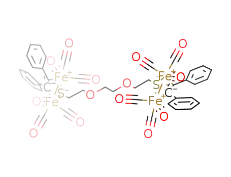 Molecular Structure of 668491-19-8 ([(μ-σ,π-PhCH=CPh)Fe2(CO)6]2[μ-SCH2(CH2OCH2)2CH2S-μ])