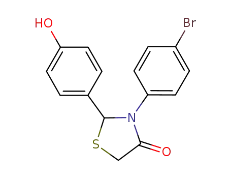 Molecular Structure of 1086685-55-3 (2-(4-hydroxyphenyl)-3-(4-bromophenyl)-4-thiazolidinone)