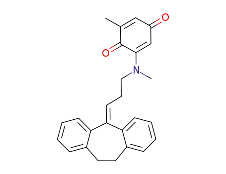 Molecular Structure of 108141-78-2 (6-Methyl-2-<N-methyl-3-(10,11-dihydro-5H-dibenzo<a,d>cyclohepten-5-yliden)-propylamino>-1,4-benzochinon)