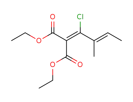 Molecular Structure of 112270-05-0 (Propanedioic acid, (1-chloro-2-methyl-2-butenylidene)-, diethyl ester)