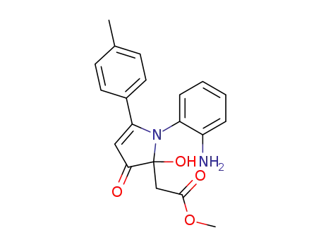 Molecular Structure of 128728-01-8 (1H-Pyrrole-2-acetic acid,
1-(2-aminophenyl)-2,3-dihydro-2-hydroxy-5-(4-methylphenyl)-3-oxo-,
methyl ester)