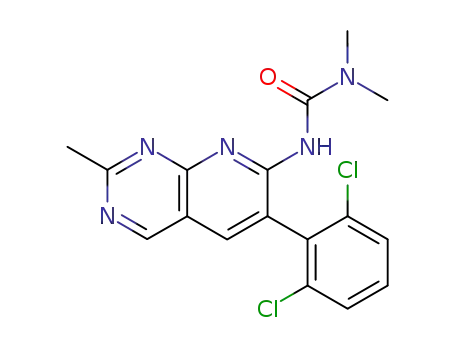 Molecular Structure of 77206-75-8 (N-[6-(2,6-dichlorophenyl)-2-methylpyrido[2,3-d]-pyrimidin-7-yl]-N',N'-dimethylurea)