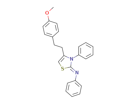 Molecular Structure of 26175-45-1 ([4-(4-methoxy-phenethyl)-3-phenyl-3<i>H</i>-thiazol-2-ylidene]-phenyl-amine)