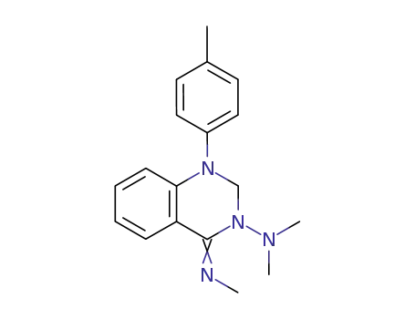 Molecular Structure of 90071-31-1 (3(2H)-Quinazolinamine,
1,4-dihydro-N,N-dimethyl-4-(methylimino)-1-(4-methylphenyl)-)