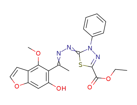 ethyl 2-[1,2-diaza-3-(6-hydroxy-4-methoxybenzo[b]furan-5-yl)but-2-enylidene]-3-phenyl-1,3,4-thiadiazoline-5-carboxylate