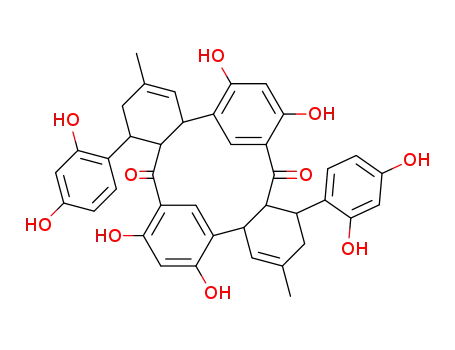 Molecular Structure of 119280-49-8 (10H,20H-5,9:15,19-Dimethenodibenzo[a,i]cyclohexadecene-10,20-dione,1,11-bis(2,4-dihydroxyphenyl)-1,2,4a,10a,11,12,14a,20a-octahydro-6,8,16,18-tetrahydroxy-3,13-dimethyl-,(1R,4aS,10aS,11R,14aS,20aS)- (9CI))