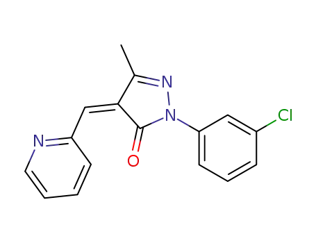 Molecular Structure of 1257095-14-9 ((4Z)-1-(3-chlorophenyl)-3-methyl-4-((pyridin-2-yl)methylene)-1H-pyrazol-5(4H)-one)