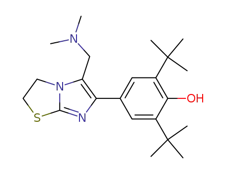 Molecular Structure of 84217-95-8 (Phenol,
4-[5-[(dimethylamino)methyl]-2,3-dihydroimidazo[2,1-b]thiazol-6-yl]-2,6-
bis(1,1-dimethylethyl)-)
