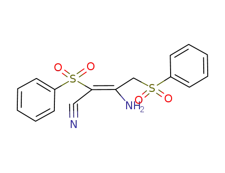 Molecular Structure of 94143-01-8 (2-Butenenitrile, 3-amino-2,4-bis(phenylsulfonyl)-, (E)-)