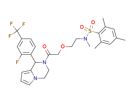 N-(2-(2-(1-(2-fluoro-4-(trifluoromethyl)phenyl)-3,4-dihydropyrrolo[1,2-a]pyrazin-2(1H)-yl)-2-oxoethoxy)ethyl)-N,2,4,6-tetramethylbenzenesulfonamide