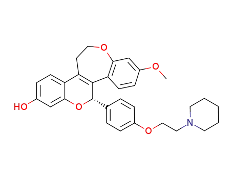 8-methoxy-5S-(-)-[4-(2-piperidin-1-yl-ethoxy)phenyl]-11,12-dihydro-5H-6,13-dioxa-benzo[3,4]cyclohepta[1,2-a]naphthalen-2-ol
