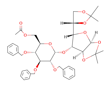 Acetic acid (2R,3R,4S,5R,6R)-3,4,5-tris-benzyloxy-6-[(3aS,5S,6R,6aS)-5-((S)-2,2-dimethyl-[1,3]dioxolan-4-yl)-2,2-dimethyl-tetrahydro-furo[2,3-d][1,3]dioxol-6-yloxy]-tetrahydro-pyran-2-ylmethyl ester