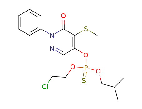 Molecular Structure of 108549-75-3 (Phosphorothioic acid,O-(2-chloroethyl) O-[1,6-dihydro-5-(methylthio)-6-oxo-1-phenyl-4-pyridazinyl]O-(2-methylpropyl) ester)