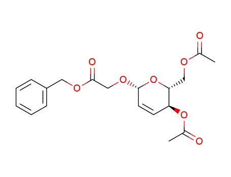Molecular Structure of 135038-15-2 (((2R,5S,6R)-5-Acetoxy-6-acetoxymethyl-5,6-dihydro-2H-pyran-2-yloxy)-acetic acid benzyl ester)