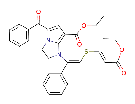 Molecular Structure of 139313-20-5 (ethyl (2E,5Z)-6-<5-benzoyl-2,3-dihydro-7-(ethoxycarbonyl)-1H-pyrrolo<1,2-a>imidazol-1-yl>-6-phenyl-4-thiahexa-2,5-dienoate)