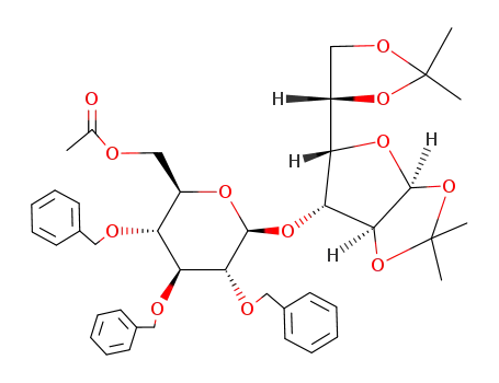 Acetic acid (2R,3R,4S,5R,6S)-3,4,5-tris-benzyloxy-6-[(3aS,5S,6R,6aS)-5-((S)-2,2-dimethyl-[1,3]dioxolan-4-yl)-2,2-dimethyl-tetrahydro-furo[2,3-d][1,3]dioxol-6-yloxy]-tetrahydro-pyran-2-ylmethyl ester