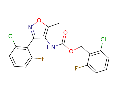 Molecular Structure of 1104461-35-9 ((2-chloro-6-fluoro-phenyl)methyl N-(3-(2-chloro-6-fluoro-phenyl)-5-methyl-1,2-oxazol-4-yl)carbamate)