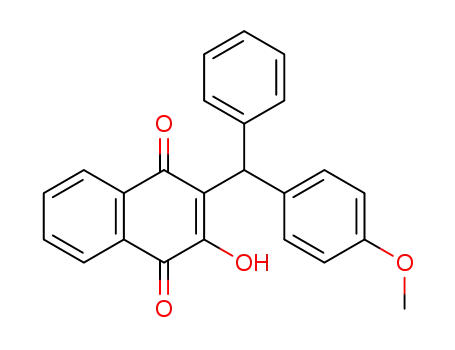 Molecular Structure of 16983-00-9 (3-<Phenyl-(p-methoxyphenyl)-methyl>-2-hydroxy-1,4-naphthochinon)