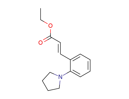 Molecular Structure of 87698-93-9 (2-Propenoic acid, 3-[2-(1-pyrrolidinyl)phenyl]-, ethyl ester, (E)-)