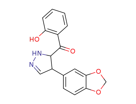 Molecular Structure of 109255-62-1 ((4-benzo[1,3]dioxol-5-yl-3,4-dihydro-2<i>H</i>-pyrazol-3-yl)-(2-hydroxy-phenyl)-ketone)
