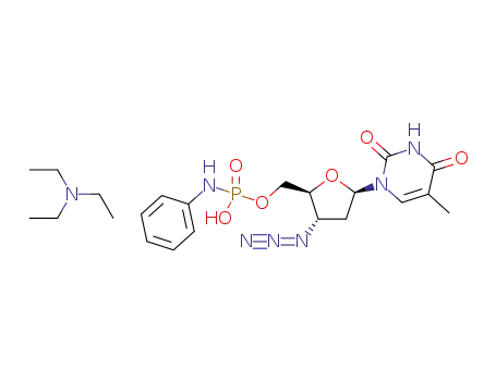 Molecular Structure of 1333015-32-9 (3-azido-3'-deoxythymidin-5'-yl (N-phenyl)phosphoramidate triethylammonium salt)