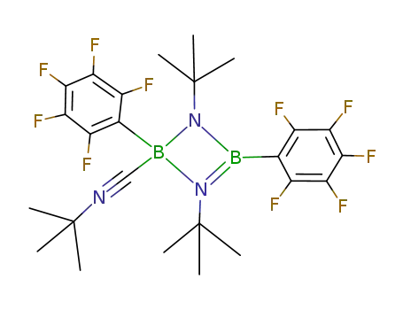 tert-butyl isocyanide-1,3-di-tert-butyl-2,4-bis(pentafluorophenyl)-1,3,2,4-diazadiboretidine (1/1)