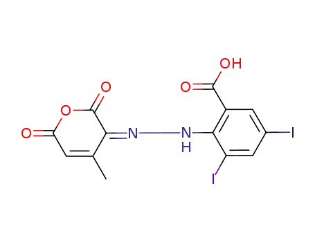 4-(2-carboxy-4,6-diiodo-phenylhydrazono)-3-methyl-pentenedioic acid-anhydride