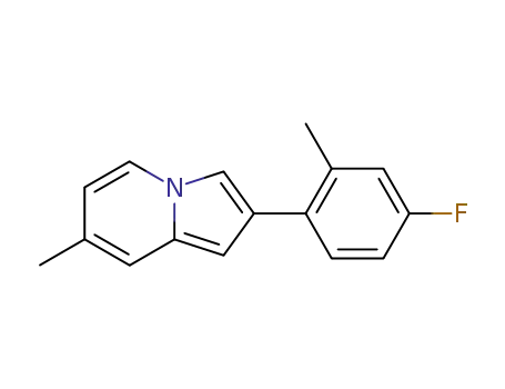 Molecular Structure of 394-86-5 (2-(4-fluoro-2-methyl-phenyl)-7-methyl-indolizine)