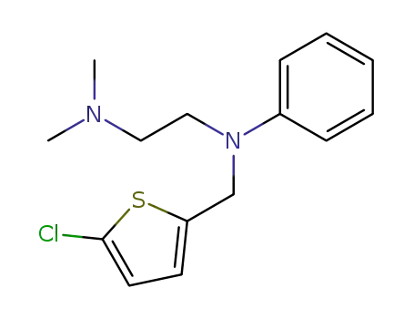 Molecular Structure of 92650-92-5 (<i>N</i>-(5-chloro-[2]thienylmethyl)-<i>N</i>',<i>N</i>'-dimethyl-<i>N</i>-phenyl-ethylenediamine)