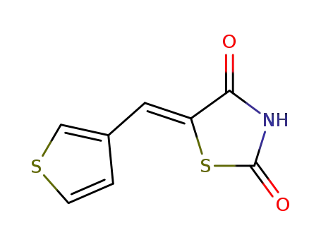 Molecular Structure of 139336-29-1 (2,4-Thiazolidinedione, 5-(3-thienylmethylene)-, (Z)-)