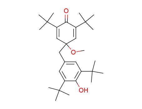 Molecular Structure of 92593-71-0 (2,6-di-<i>tert</i>-butyl-4-(3,5-di-<i>tert</i>-butyl-4-hydroxy-benzyl)-4-methoxy-cyclohexa-2,5-dienone)