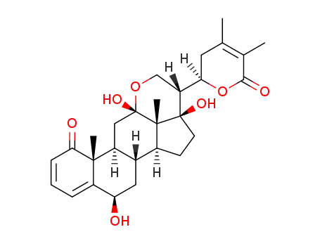 Molecular Structure of 165689-26-9 (Ergosta-2,4,24-trien-26-oicacid, 12,21-epoxy-6,12,17,22-tetrahydroxy-1-oxo-, d-lactone, (6b,12a,17a,22R)- (9CI))