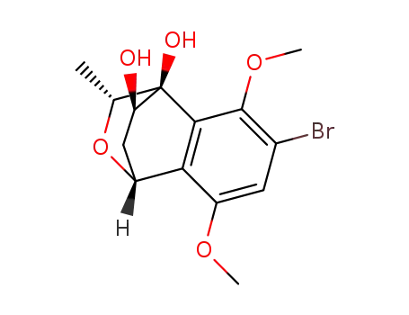 Molecular Structure of 1431636-22-4 ((1R,3R,4S,9R)-6-bromo-5,8-dimethoxy-9-methyl-2,3-dihydro-1,4-(epoxymethano)naphthalene-3,4(1H)-diol)