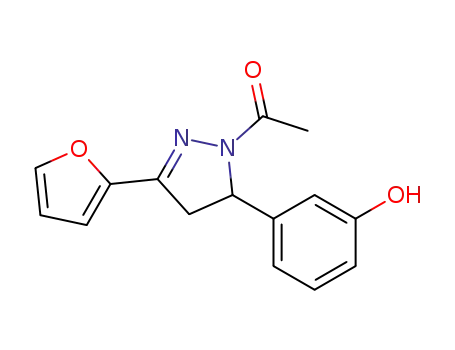 1H-Pyrazole, 1-acetyl-3-(2-furanyl)-4,5-dihydro-5-(3-hydroxyphenyl)-
