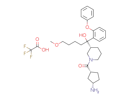 1-((3R)-1-{[(1R,3S)-aminocyclopentyl]carbonyl}-3-piperidinyl)-5-(methyloxy)-1-[2-(phenyloxy)phenyl]-1-pentanol trifluoroacetate