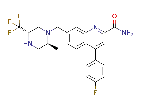 4-(4-fluorophenyl)-7-(((2S)-2-methyl-(5S)-5-(trifluoromethyl)piperazin-1-yl)methyl)quinoline-2-carboxamide