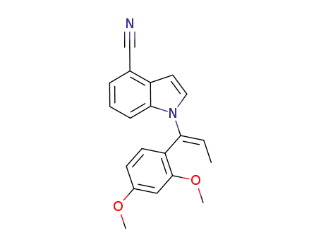 Molecular Structure of 1449676-80-5 (1-(1-(2,4-dimethoxyphenyl)prop-1-en-1-yl)-1H-indole-4-carbonitrile)