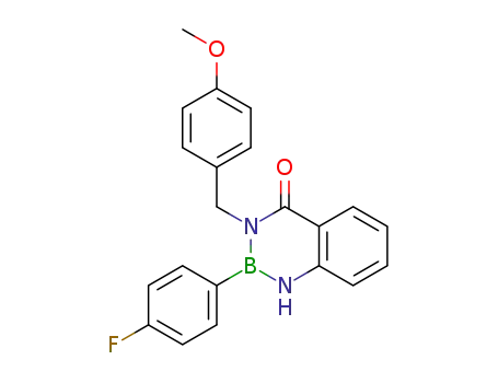 Molecular Structure of 1449478-01-6 (3-(4-methoxybenzyl)-2-(4-fluorophenyl)-2,3-dihydrobenzo[d][1,3,2]diazaborinin-4(1H)-one)
