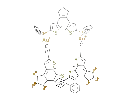 (C<sub>6</sub>H<sub>5</sub>)2PC<sub>4</sub>HS(CH<sub>3</sub>)C<sub>5</sub>H<sub>6</sub>C<sub>4</sub>HS(CH<sub>3</sub>)P(C<sub>6</sub>H<sub>5</sub>)2[C<sub>6</sub>H<sub>5</sub>C<sub>4</sub>HS(CH<sub>3</sub>)C<sub>5</sub>F<sub>6</sub>C<sub>4</sub>HS(CH<sub>3</sub>)CCAu]2