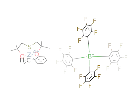 Molecular Structure of 869289-38-3 ([Zr(CH<sub>2</sub>Ph)(bis(2-hydroxy-2-methylpropyl)sulfide(-2H))][B(C<sub>6</sub>F<sub>5</sub>)4])