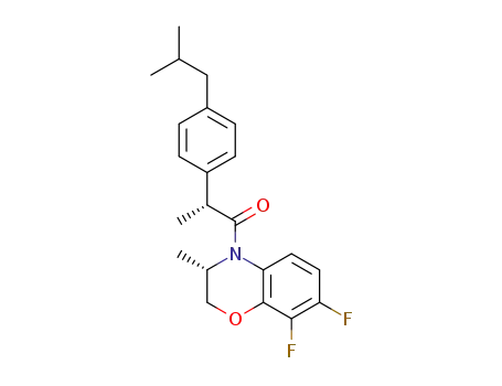 Molecular Structure of 1350744-95-4 (N-[(2R)-2-(4-isobutylphenyl)propionyl]-7,8-difluoro-(3S)-3-methyl-2,3-dihydro-4H-[1,4]benzoxazine)