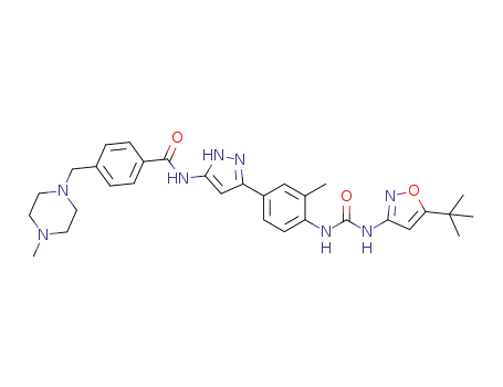 N<sub>1</sub>-(3-4-[([5-(tert-butyl)-3-isoxazolyl]aminocarbonyl)amino]-3-methylphenyl-1H-5-pyrazolyl)-4-[(4-methylpiperazino)methyl]benzamide