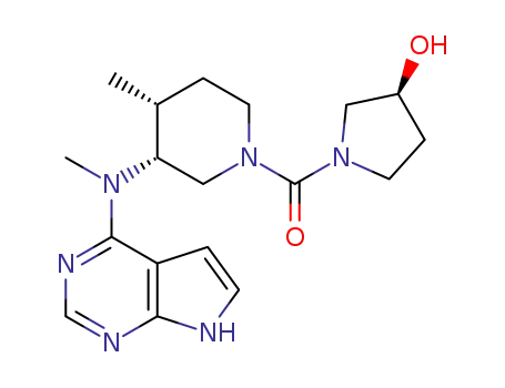 Molecular Structure of 1259403-96-7 (((S)-3-hydroxypyrrolidin-1-yl)((3R,4R)-4-methyl-3-(methyl-(7H-pyrrolo[2,3-d]pyrimidin-4-yl)amino)piperidin-1-yl)methanone)