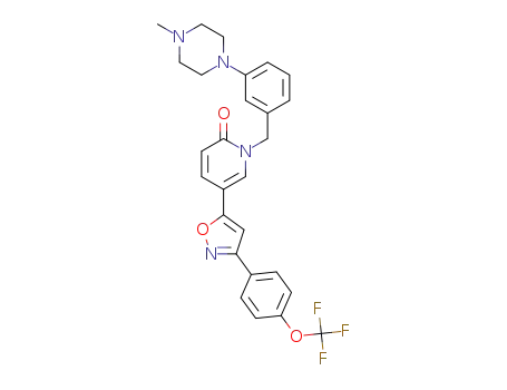 Molecular Structure of 1571034-13-3 (1-(3-(4-methylpiperazin-1-yl)benzyl)-5-(3-(4-(trifluoromethoxy)phenyl)isoxazol-5-yl)pyridin-2(1H)-on)