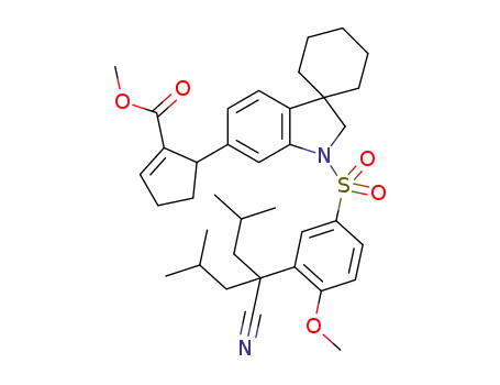 methyl 5-(1'-((3-(4-cyano-2,6-dimethylheptan-4-yl)-4-methoxyphenyl)sulfonyl)spiro[cyclohexane-1,3'-indolin]-6'-yl)cyclopent-1-enecarboxylate