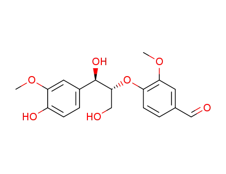 Molecular Structure of 631922-79-7 (Benzaldehyde,
4-[(1R,2R)-2-hydroxy-2-(4-hydroxy-3-methoxyphenyl)-1-(hydroxymethyl)
ethoxy]-3-methoxy-)